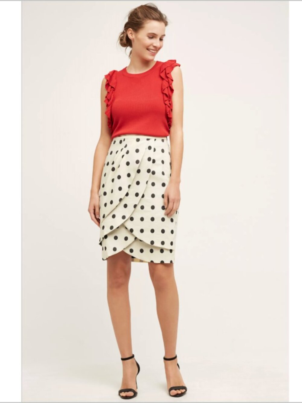 NWOT Anthropologie Eva Franco Polka Dot Tulip Skirt in Size 6
